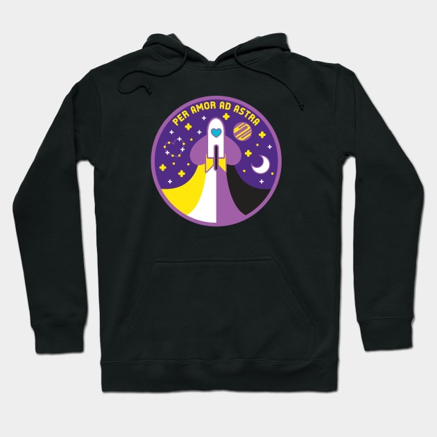 Space Pride - Nonbinary Flag Hoodie by wanderingkotka